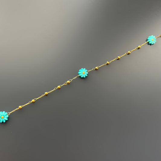 Chevillère fleurs bleues