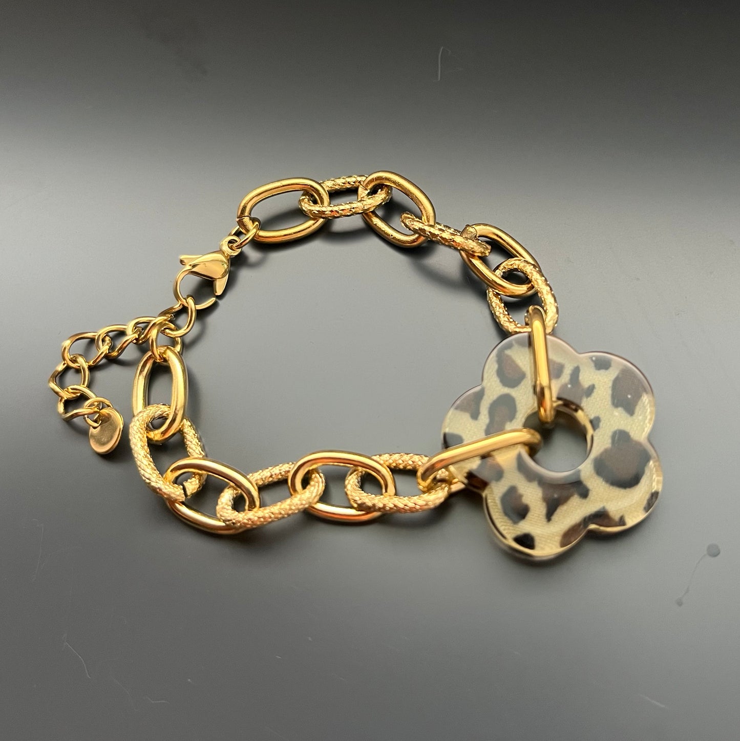 Bracelet mailles imprimé léopard