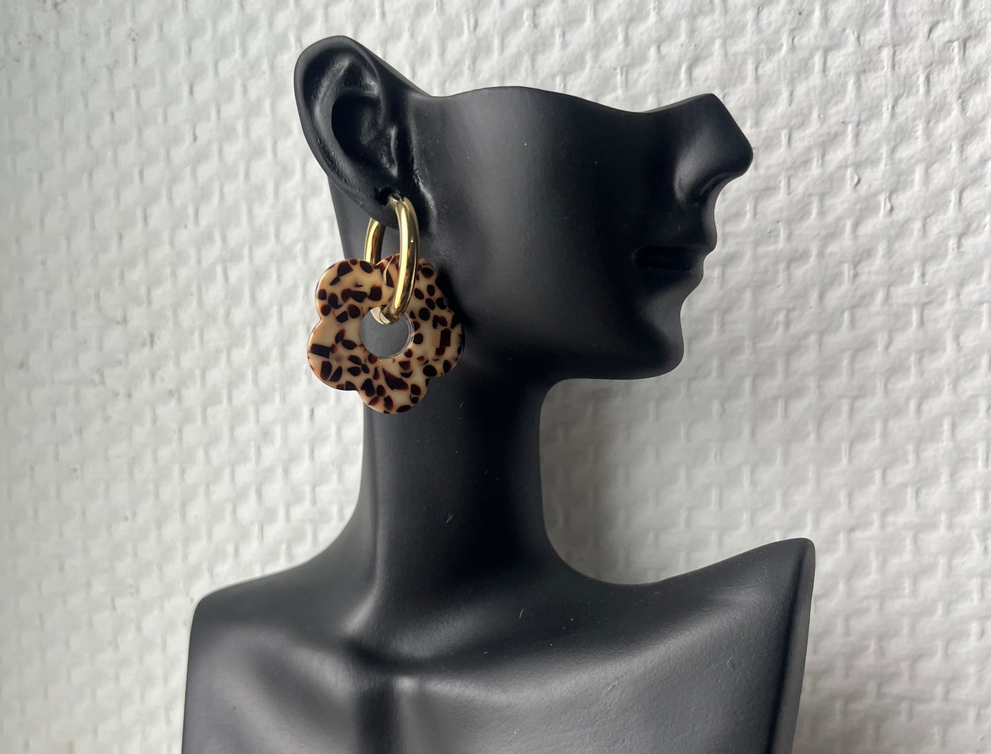 Boucles d'oreilles fleur imprimé léopard