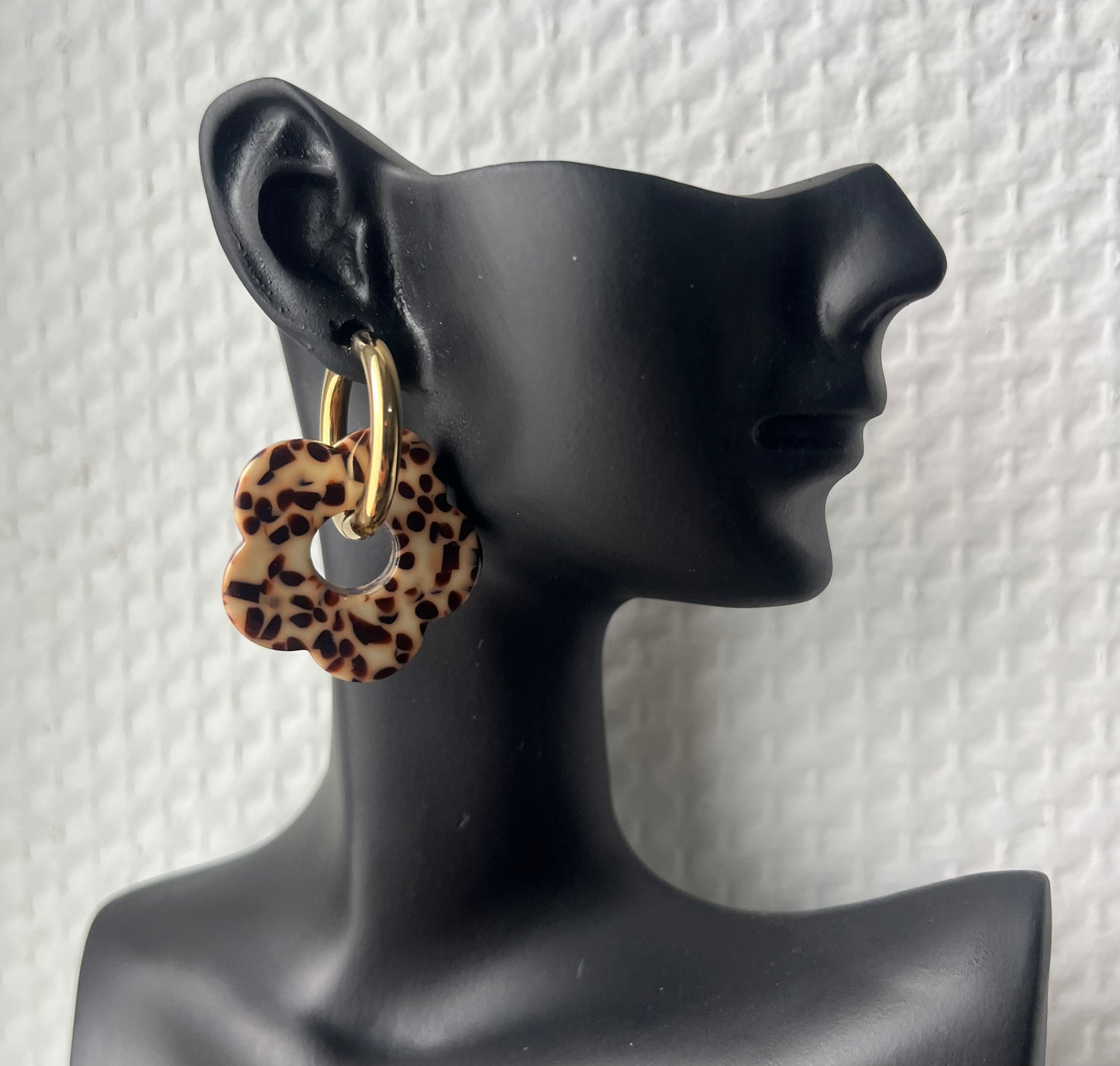 Boucles d'oreilles fleur imprimé léopard