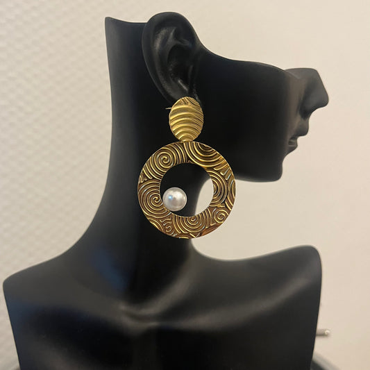 Boucles d'oreilles cercles pendants avec perles