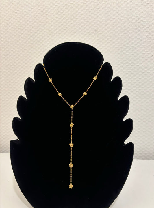 Collier cravate petites fleurs
